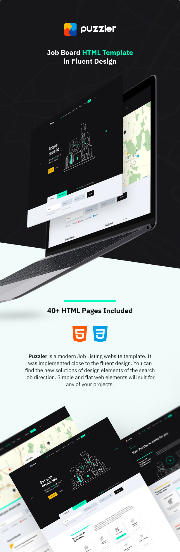 Job Board HTML Template in Fluent Design