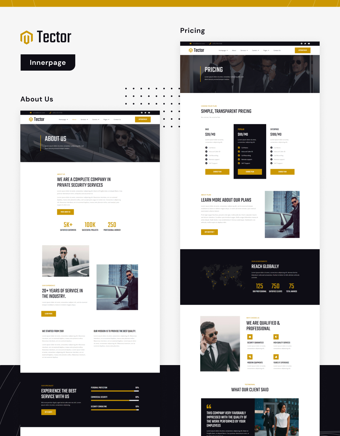 Tector | Bodyguard & Security Agency Elementor Template Kit - 2