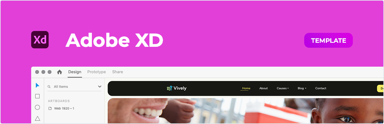 Vively – Charity & Donation Template for Adobe XD