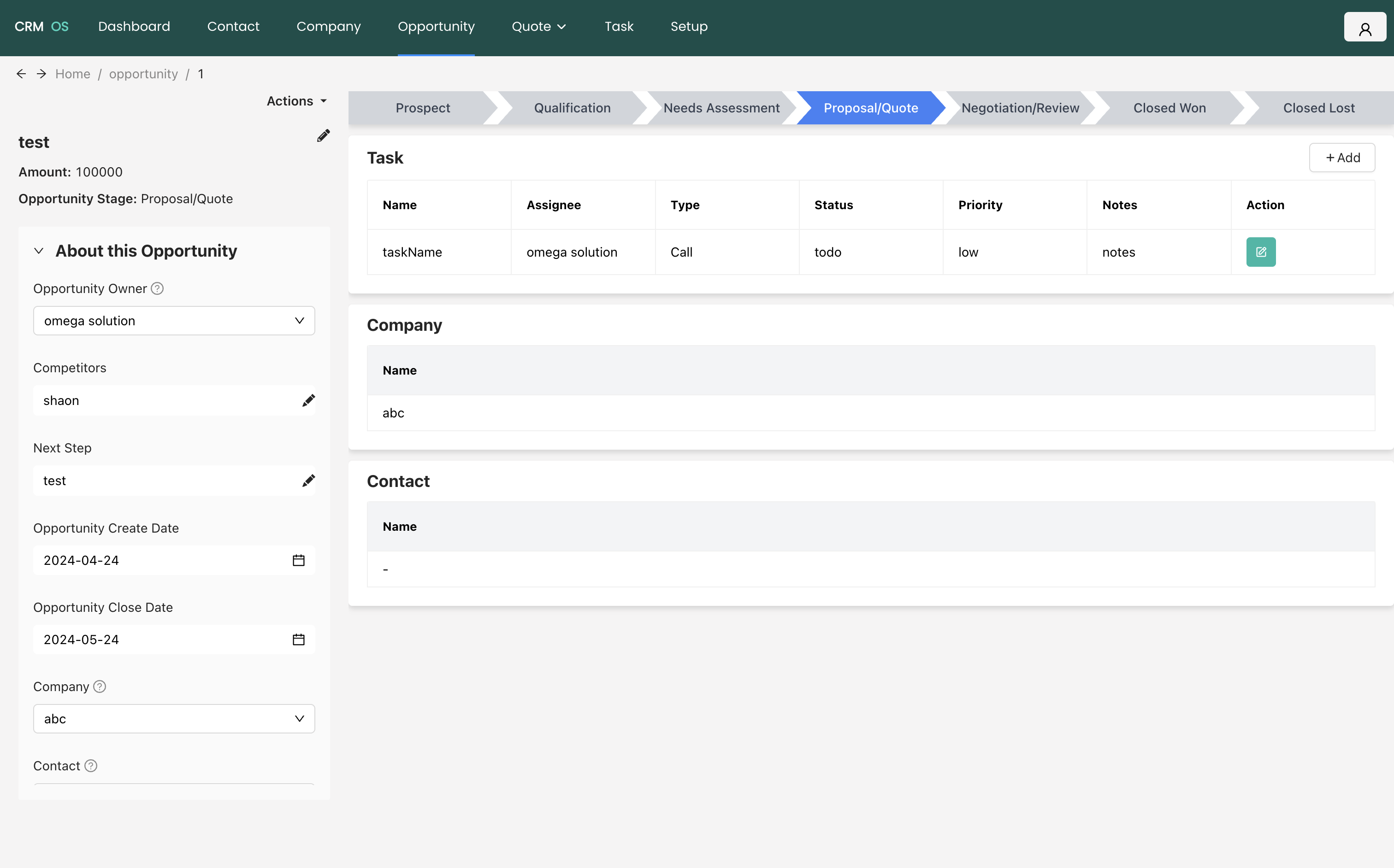 CRM OS - Dashboard