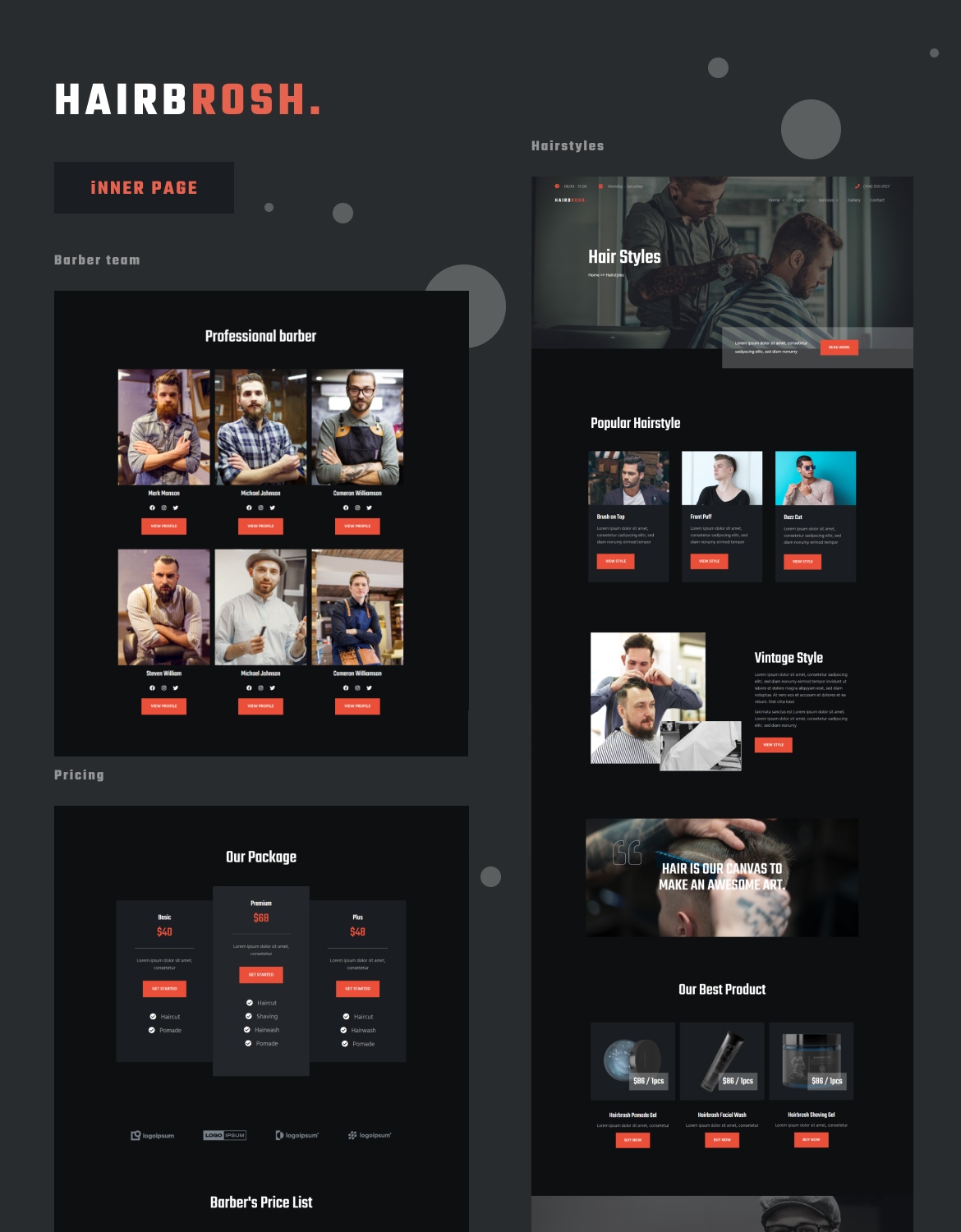Hairbrosh - Barbershop & Hair Salon Elementor Template Kit - 3