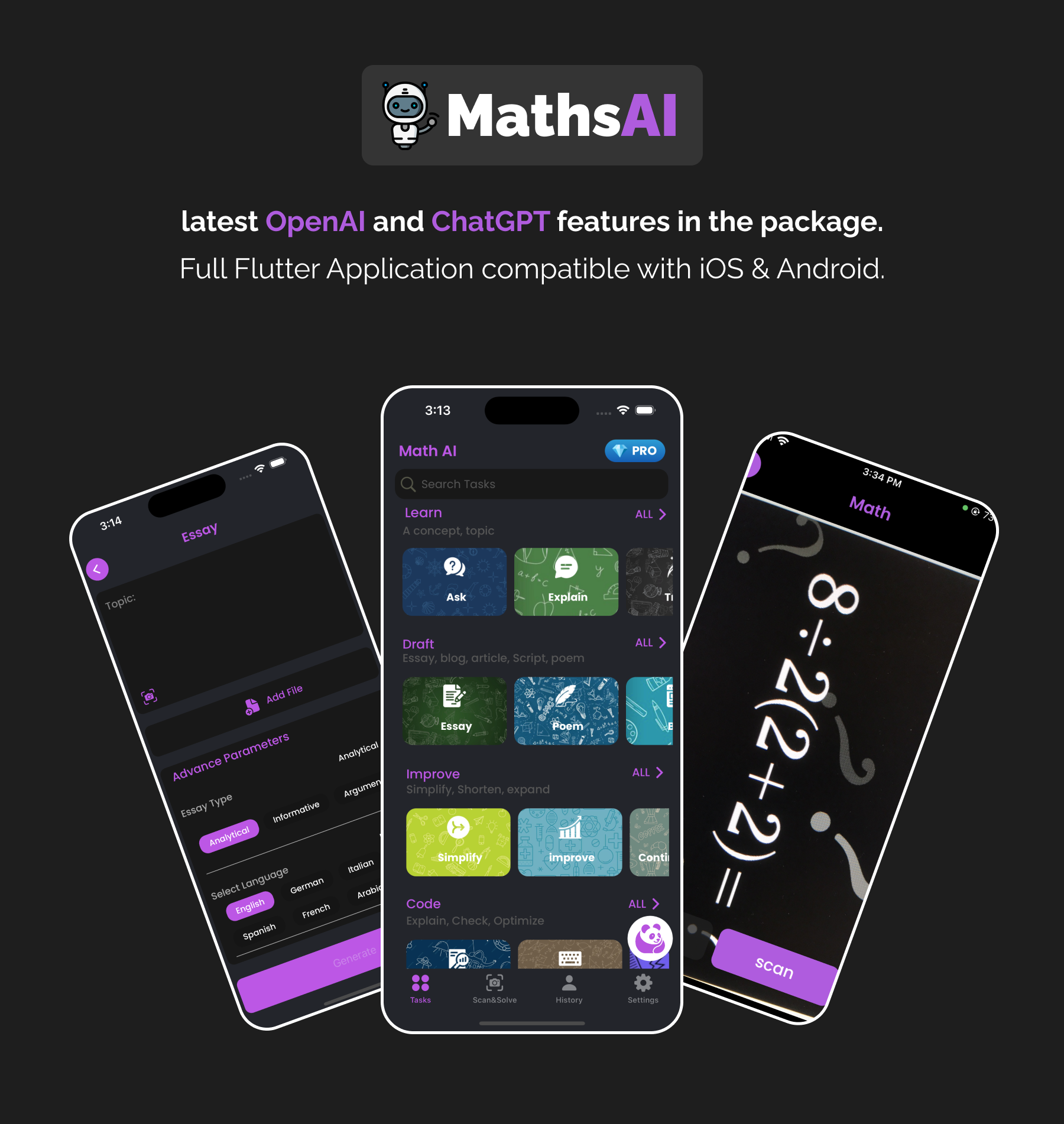 Math AI : ChatGPT | ChatBot | Flutter Android/iOS Full Application | ADMOB | Subscription Plans - 2