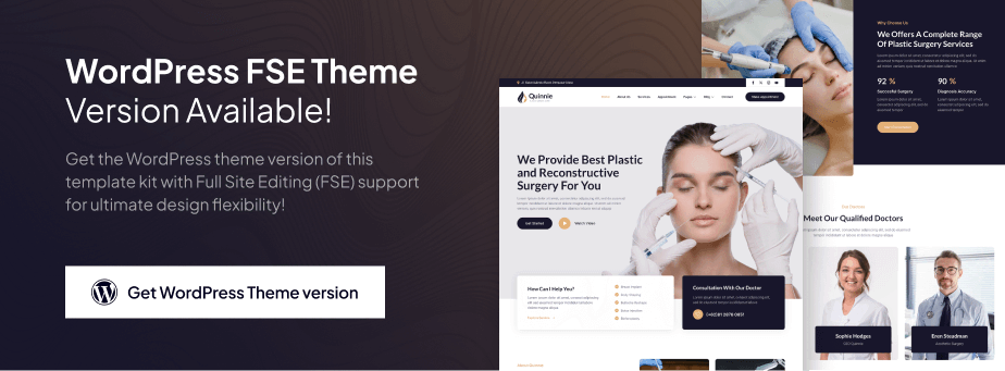 Quinnie – Plastic Surgery Clinic Elementor Template Kit - 1