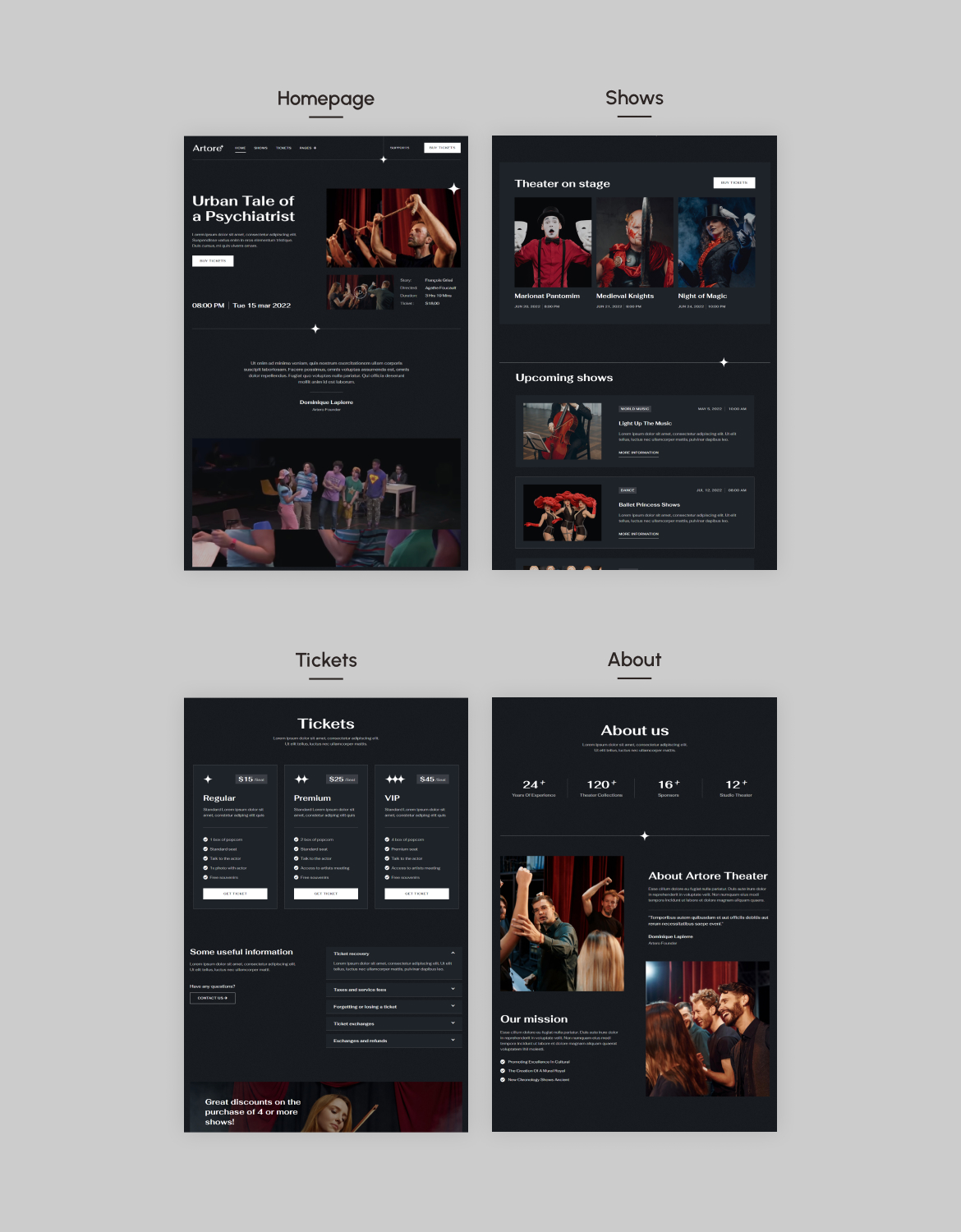 Artore | Theater Entertainment & Performing Arts Elementor Template Kit - 1