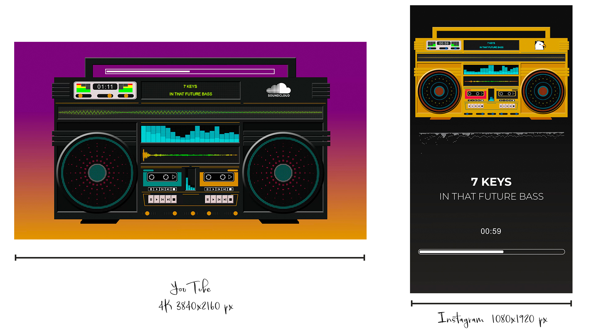 Audio React Spectrum Visualizer with Boombox, Cassette Tape, Vinyl Plate and Vinyl Player Equalizer - 4