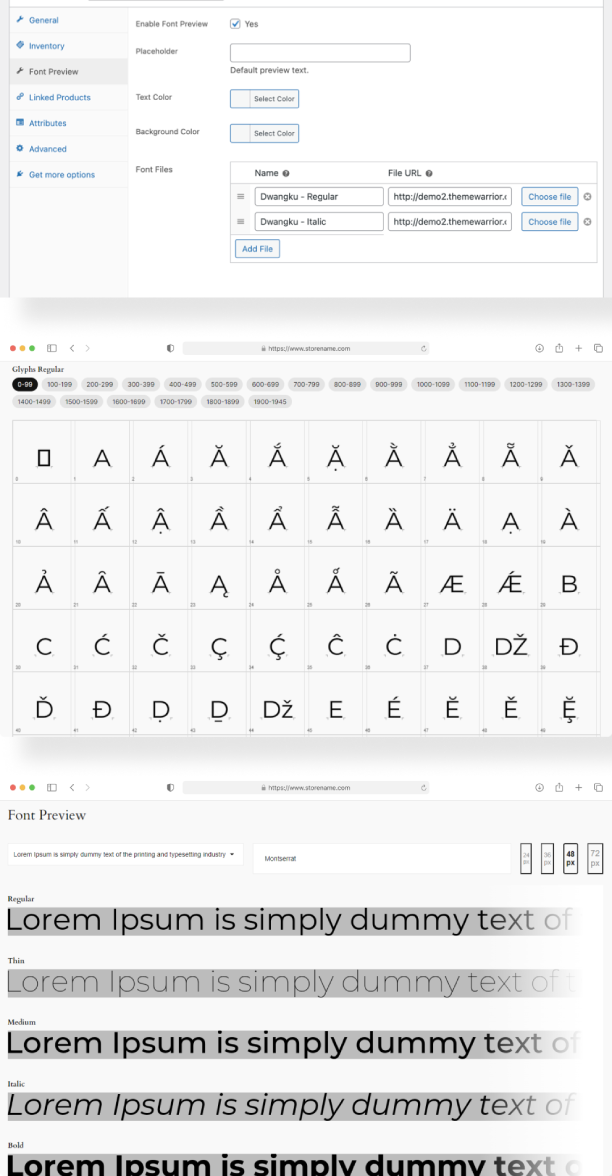 Font preview plugin for WooCommerce