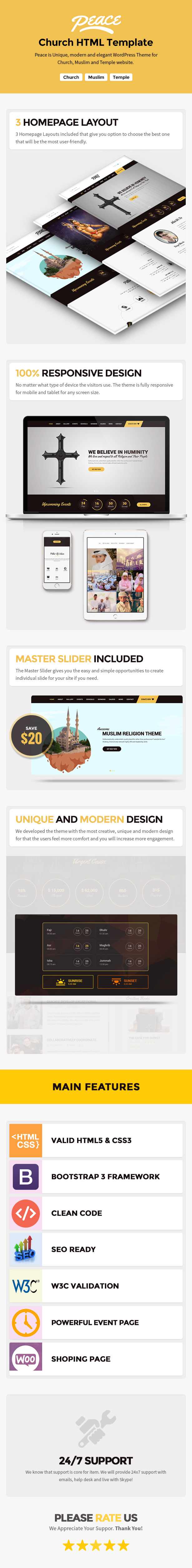 Peace - Church / Muslims / Temple HTML Template - 1