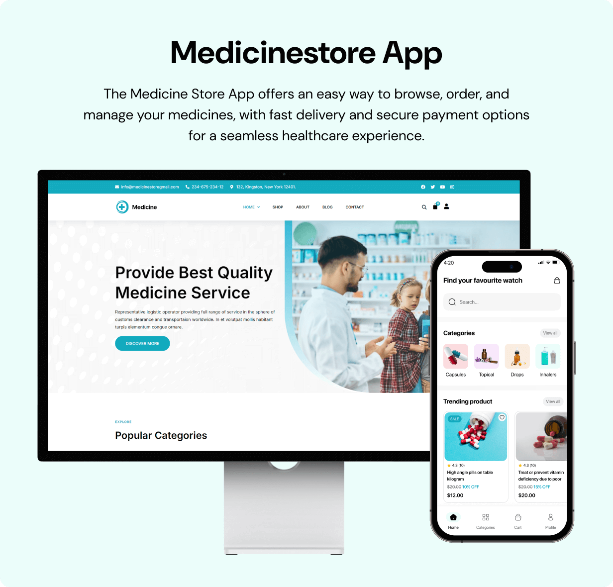 Medicine App store - E-commerce Store app in Flutter 3.x (Android, iOS) with WooCommerce Full App - 4