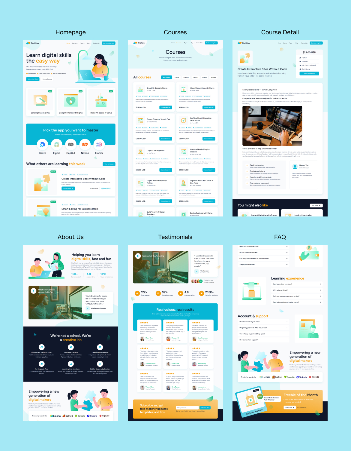 BinaKelas - E-Course & Online Tutorials Elementor Template Kit - 1