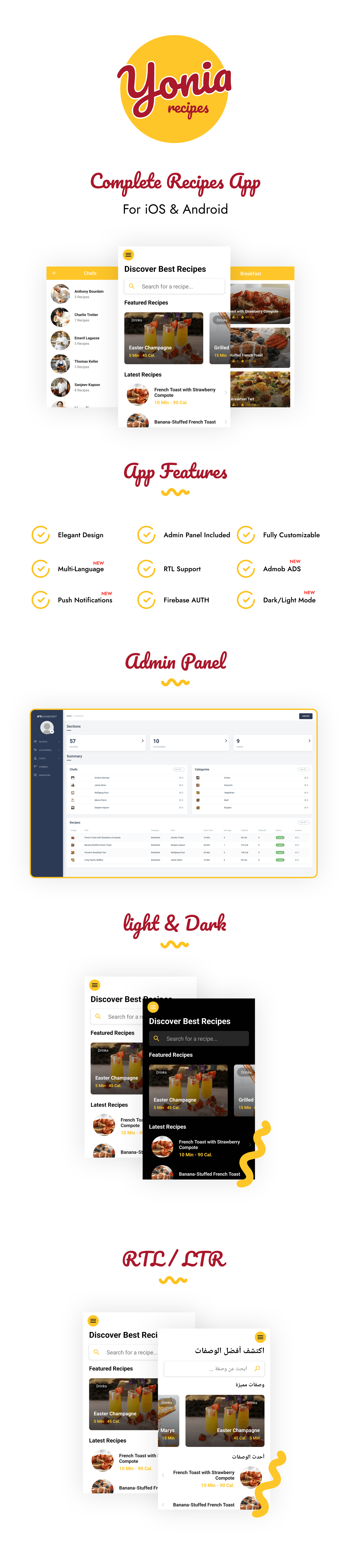 Yonia - Complete React Native Recipes App + Admin Panel - 2