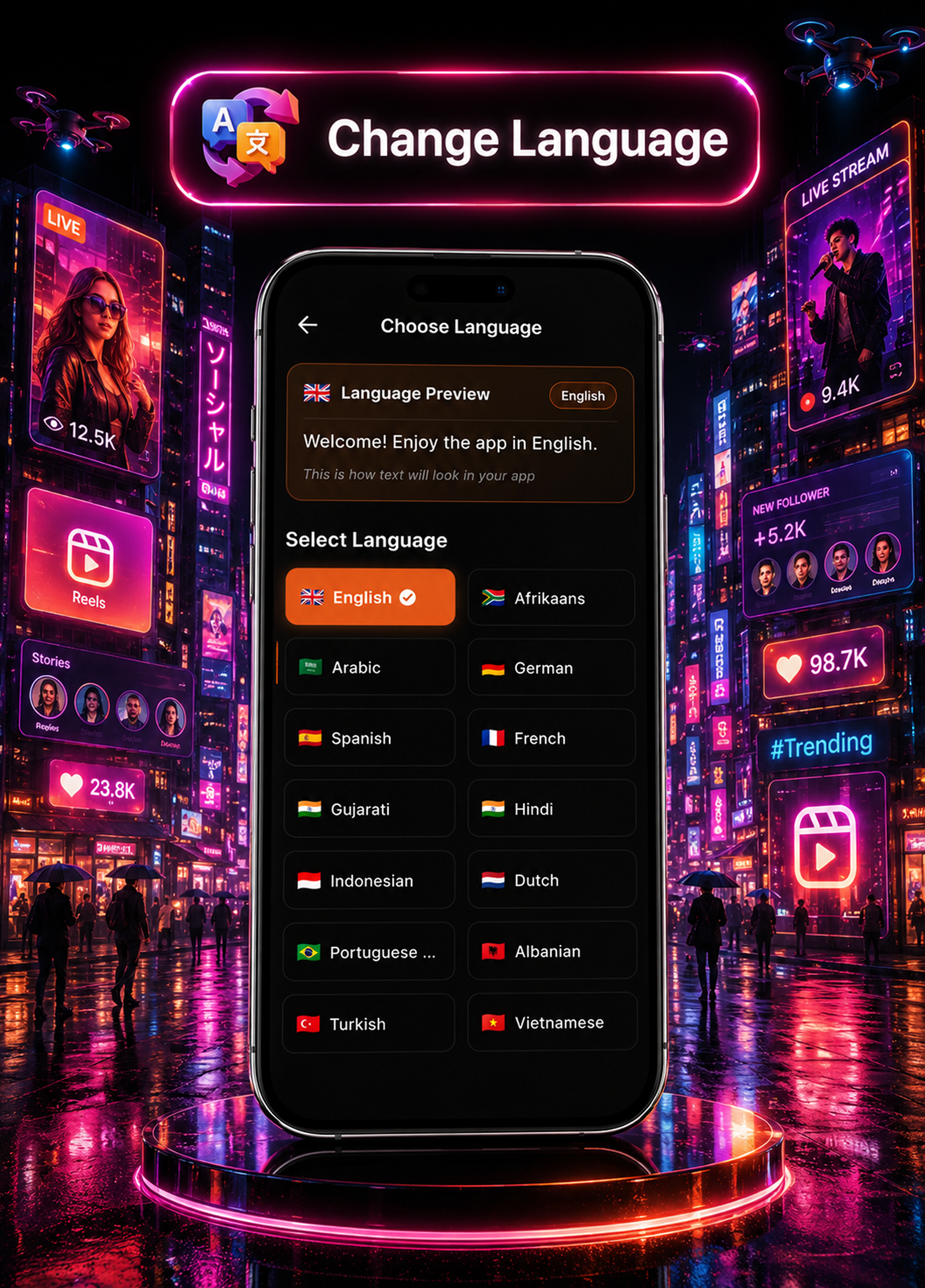 DTTrends – TikTok Clone | Reels, Live Streaming, PK Battle, Story, Feed, Chat | Flutter App - 36