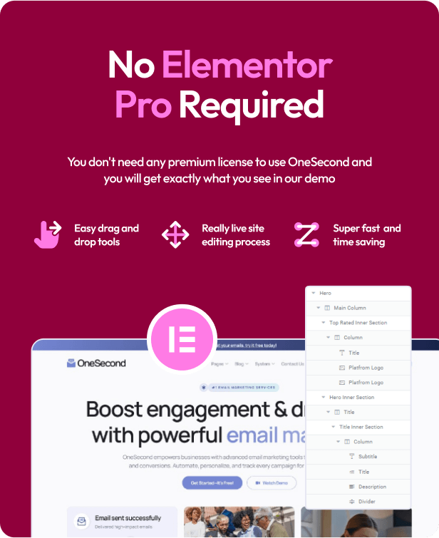 OneSecond - Email Marketing Service Elementor Template Kit - 2