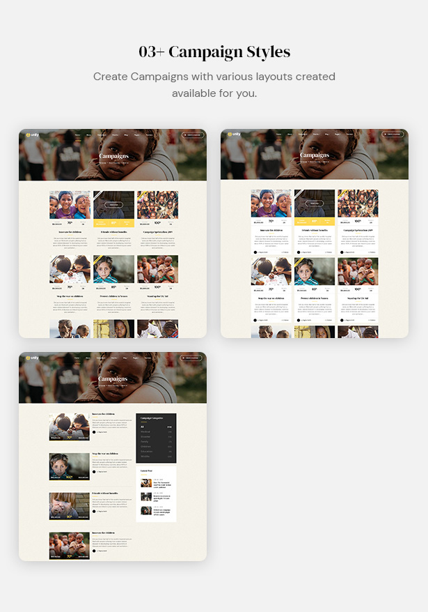 Unity - Crowdfunding WordPress Theme - Campaign Listing