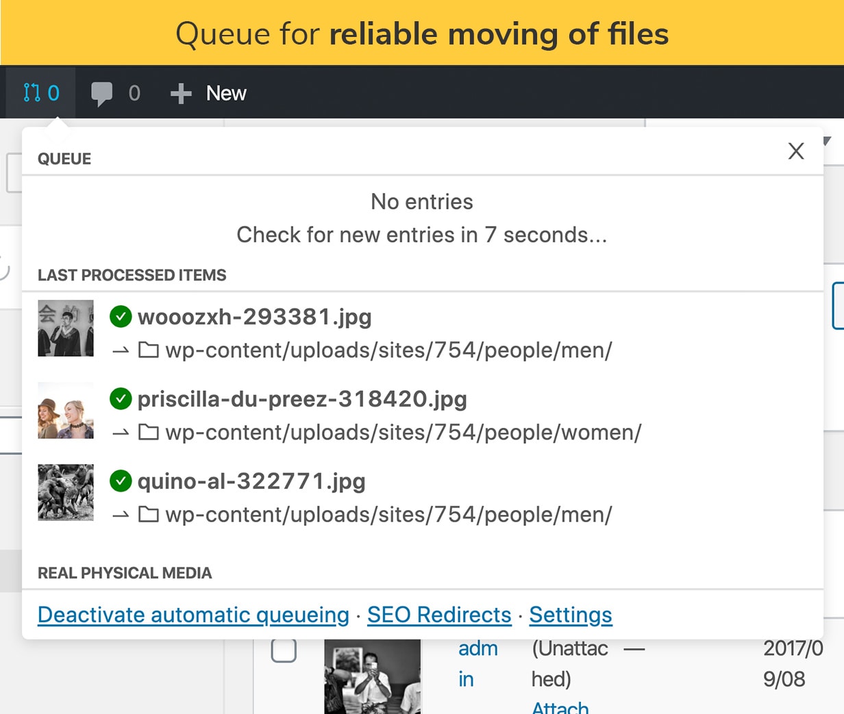 Queue for reliable moving of files