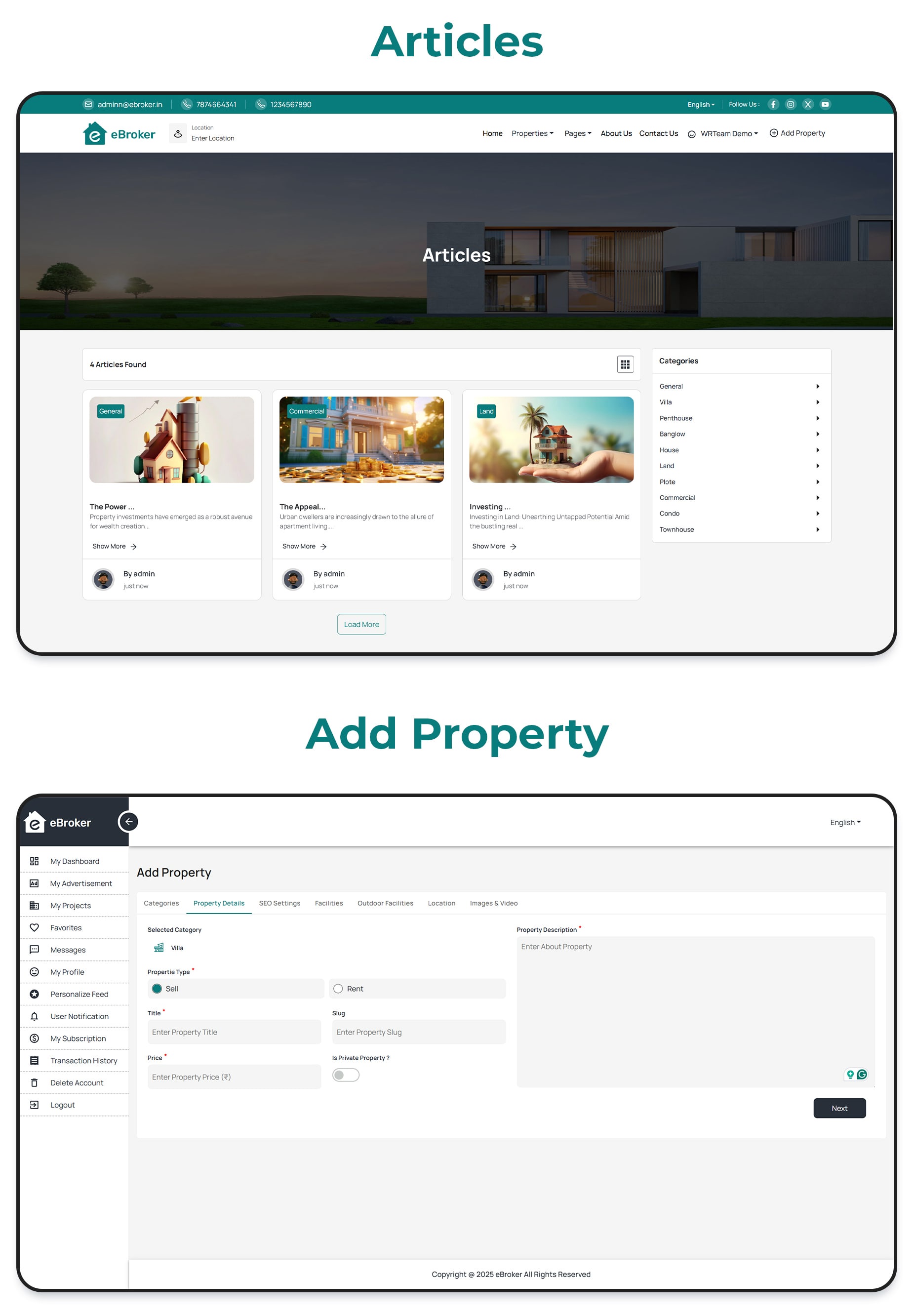 eBroker - Real Estate Property Buy-Rent-Sell Flutter app with Laravel Admin Panel | Web Version - 27