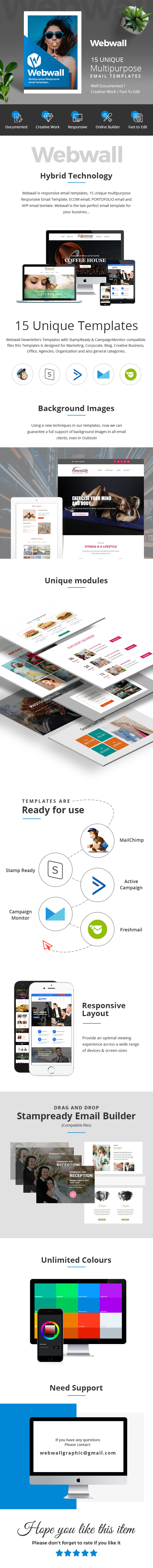 Webwall -160+ Modules Newsletter Template + StampReady & CampaignMonitor compatible files - 1