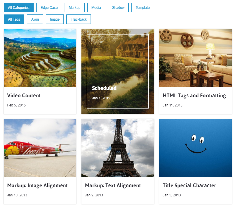 Wordpress Post Grille / Liste / Mise en page de la chronologie avec carrousel et publication connexe - 2