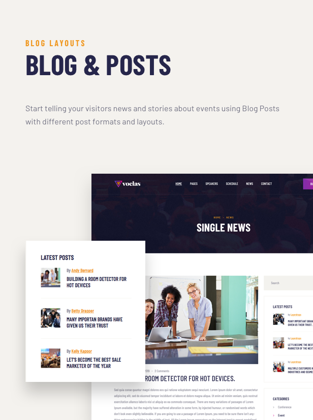 Voelas WordPress Theme - Blog Features