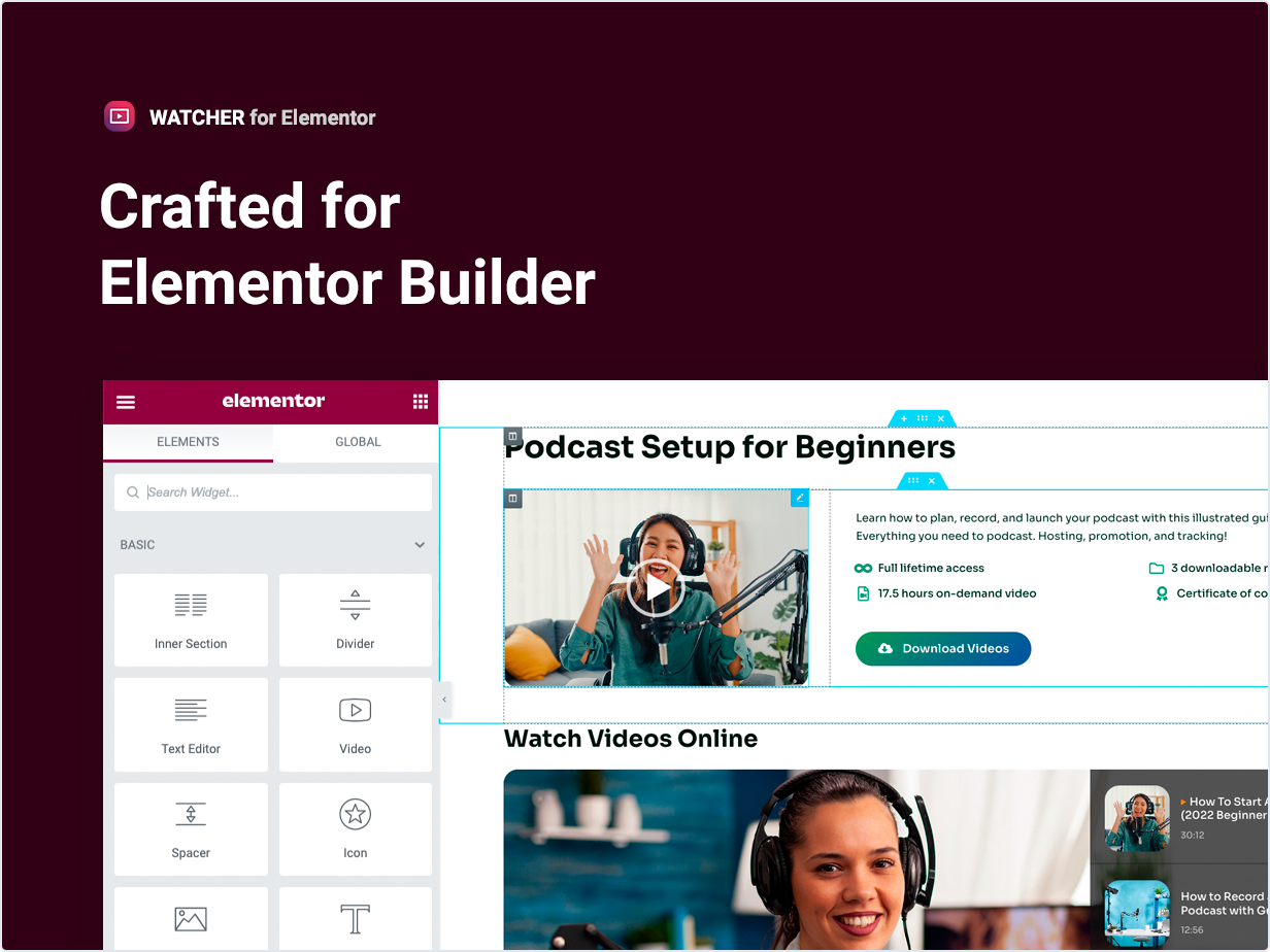 Crafted for Elementor builder
