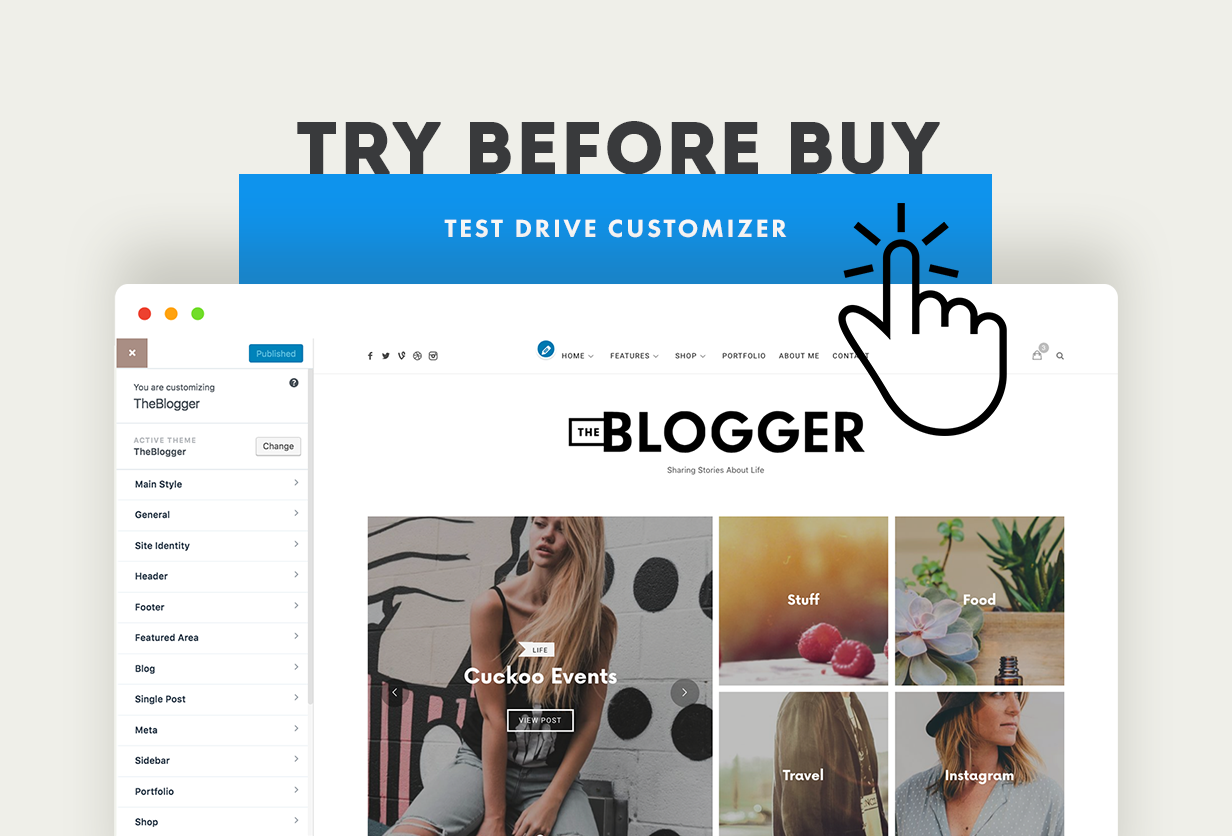 theblogger customizer test drive