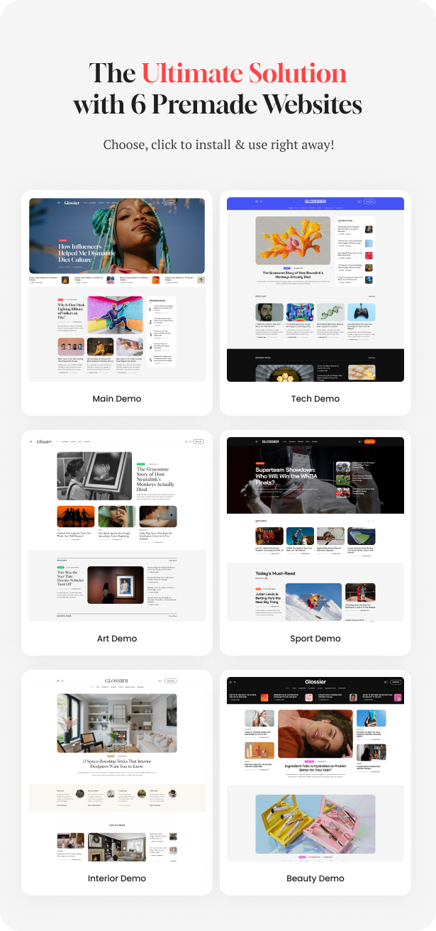 Glossier - Newspaper & Viral Magazine WordPress Theme