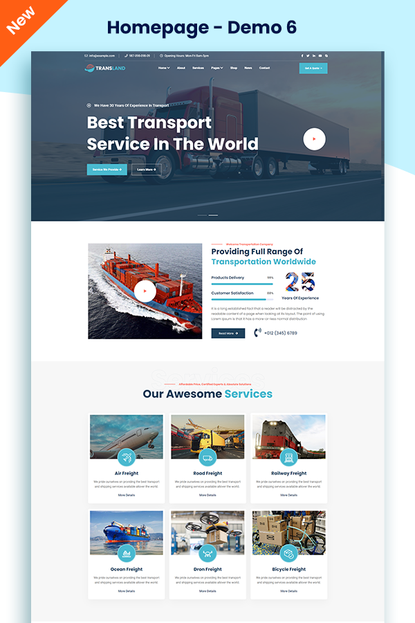 Transland - Transportation & Logistics WordPress Theme - 1
