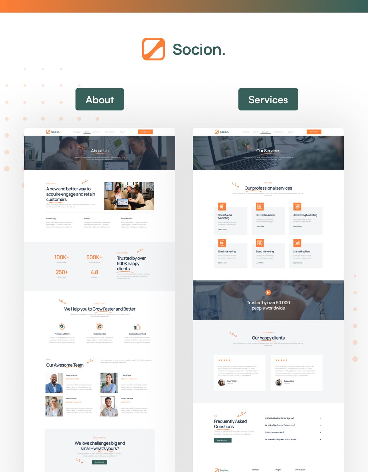 Socion - Social Media Marketing Agency Elementor Pro Template Kit - 2