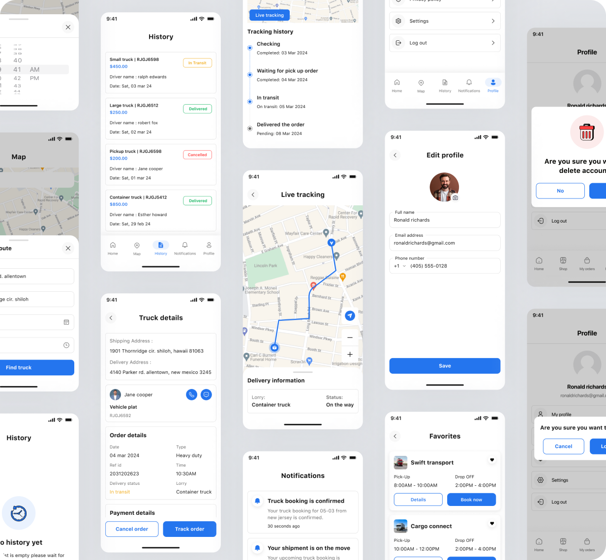 TruckerZone UI template | Online Truckload Booking App in Flutter | FreightFlow App Template - 5