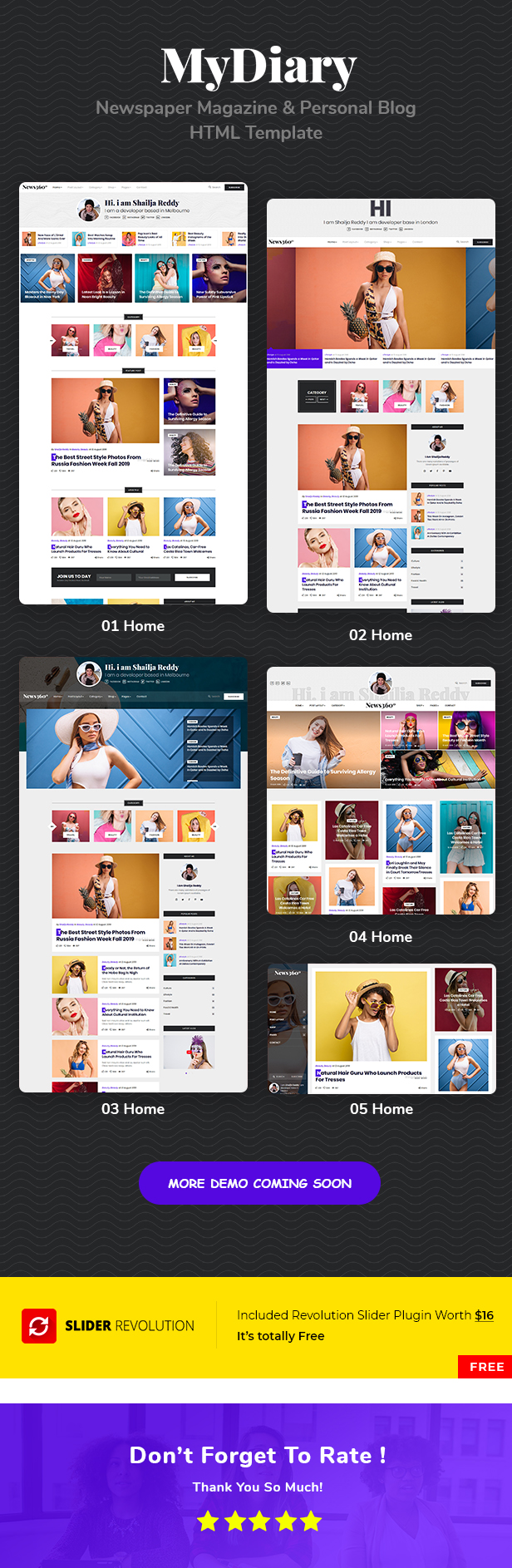 MyDiary - Newspaper Magazine & Personal Blog HTML Template - 2