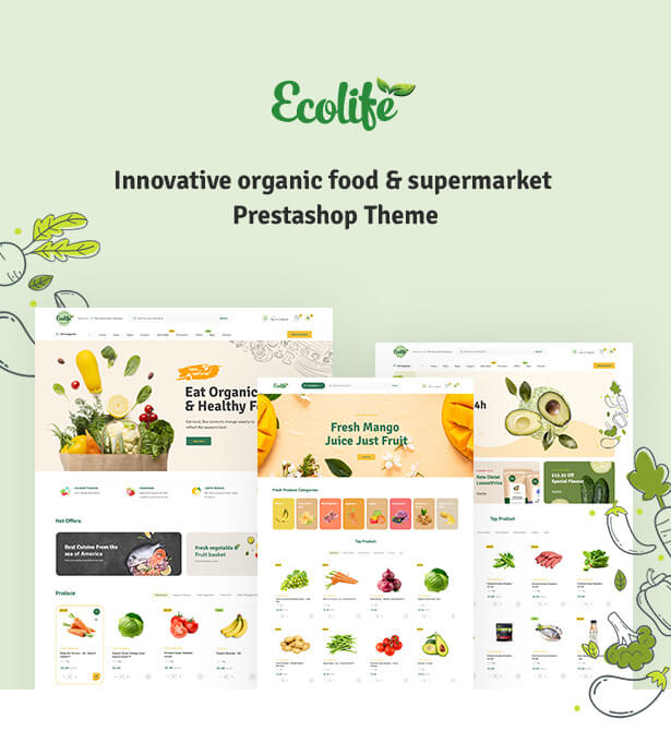 LEO FOODVEGAN All-in-one innovative Prestashop Theme for Organic food store. Beautiful design and top-notch website functionalities