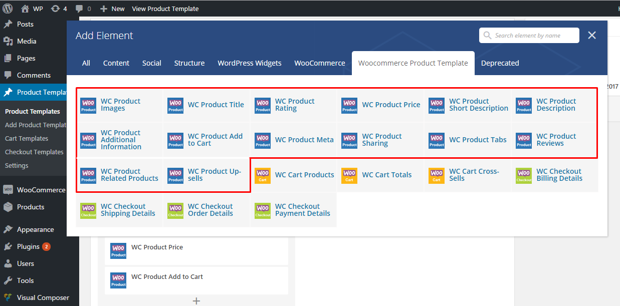 Product detail page templates vc elements