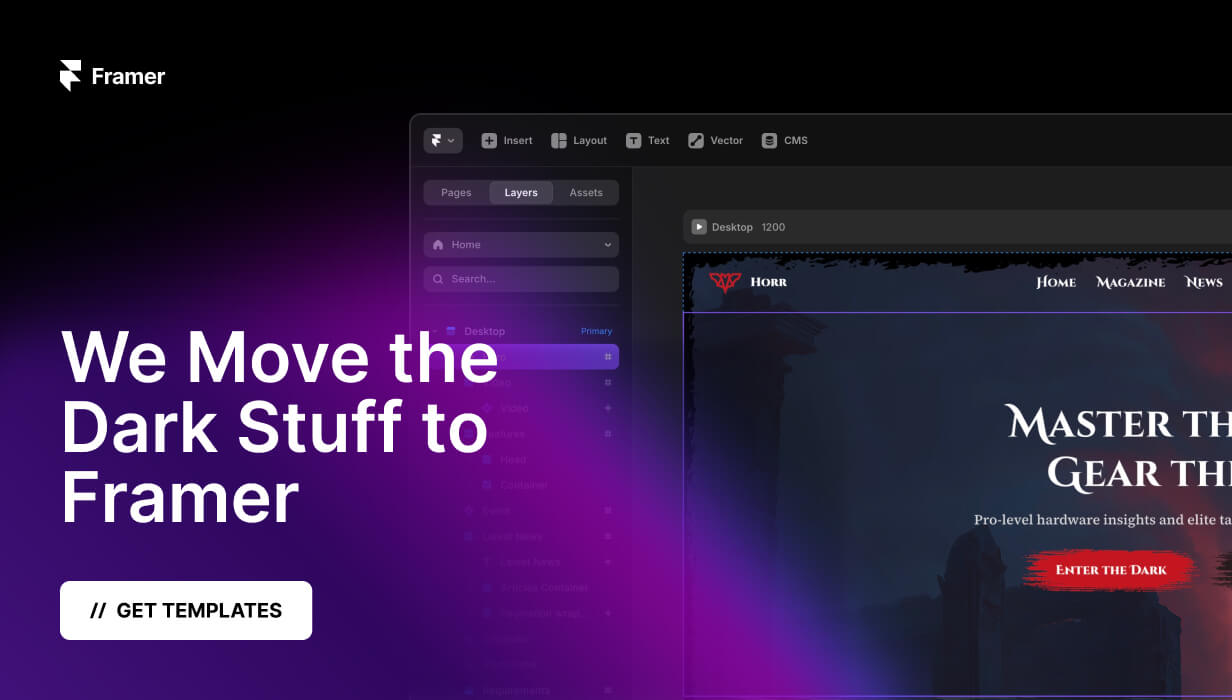 Get gaming templates for Framer