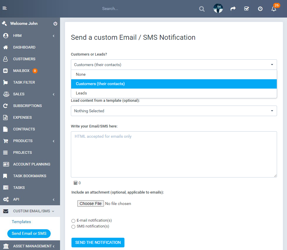 Custom SMS & Email Notifications for Perfex CRM - 3