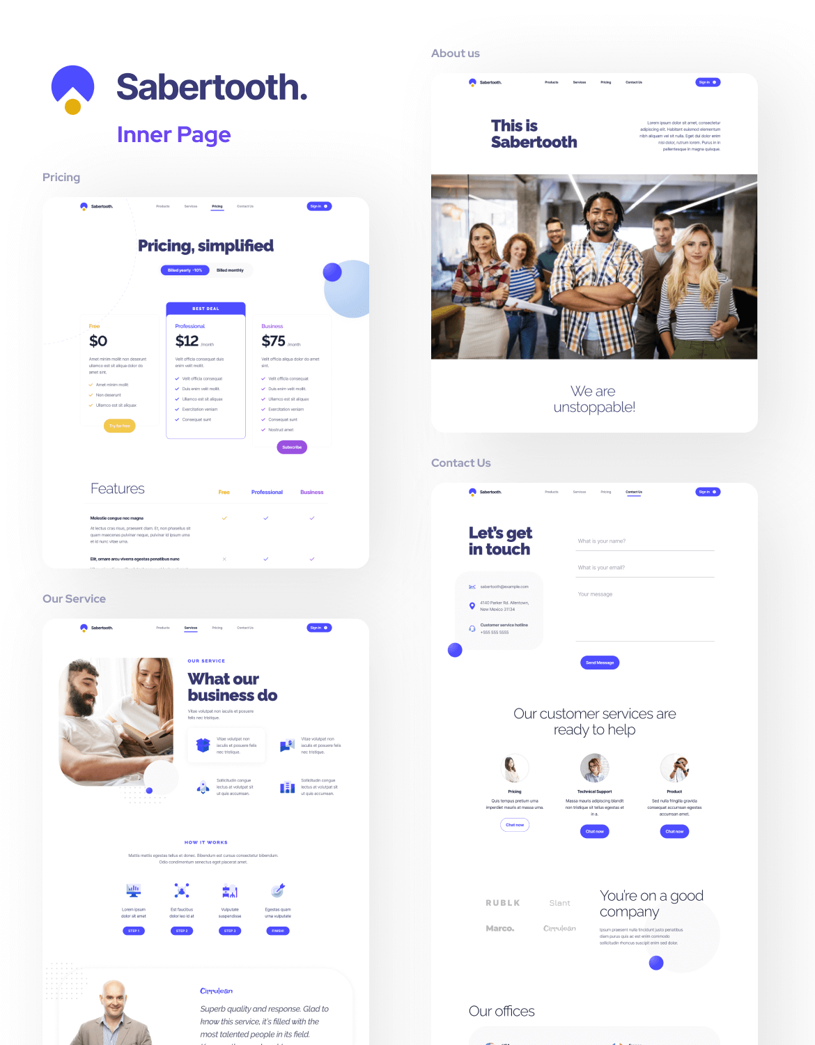 Sabertooth | Bussiness Service & Startup Web UI Kit for Figma - 2