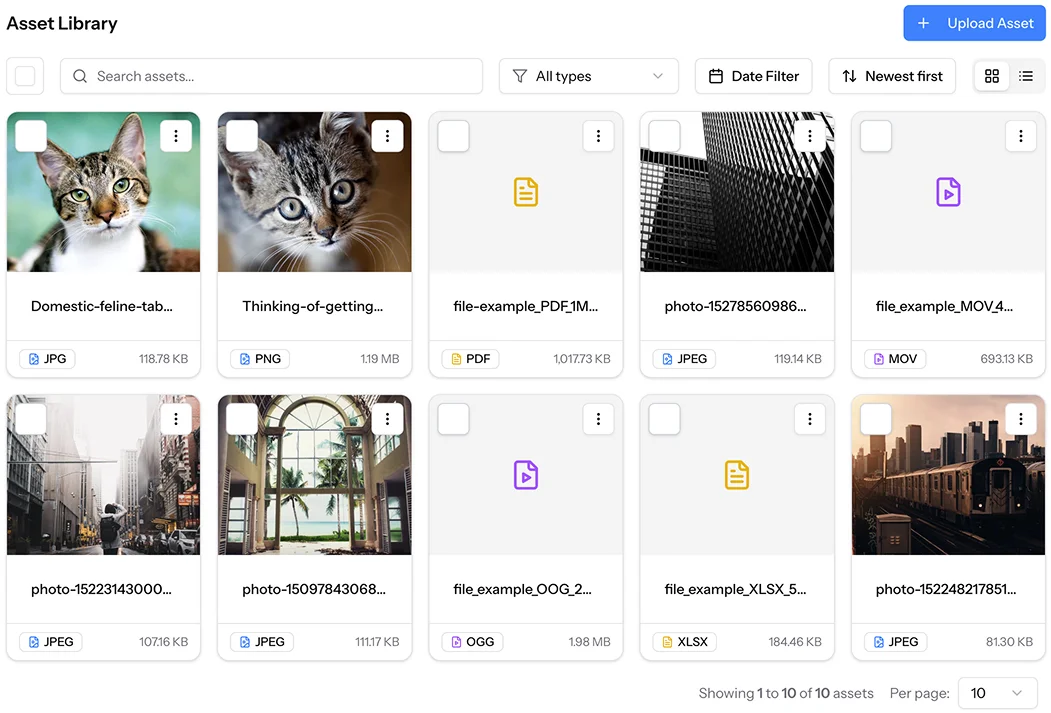 ElmapiCMS asset library
