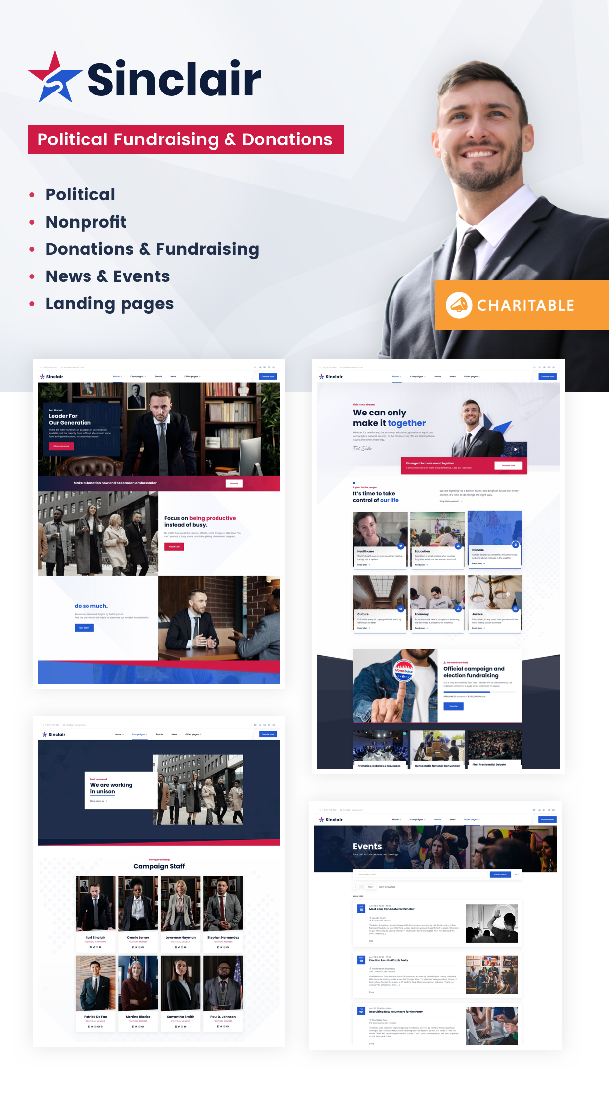 Sinclair - Political Fundraising & Donations WordPress Theme - 1