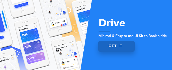 Drive - Mobile App UI Kit Design