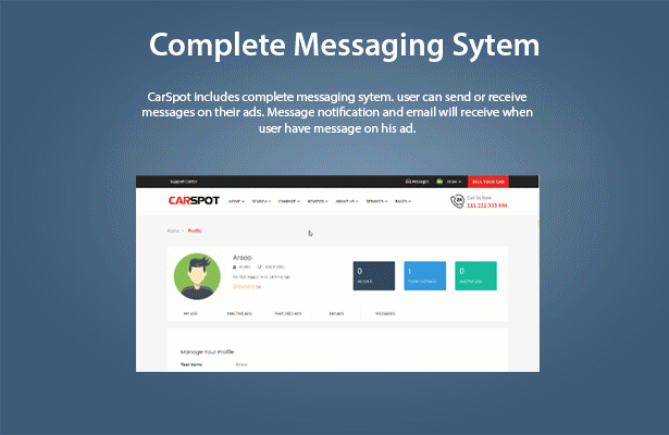 best car dealer theme Messaging system