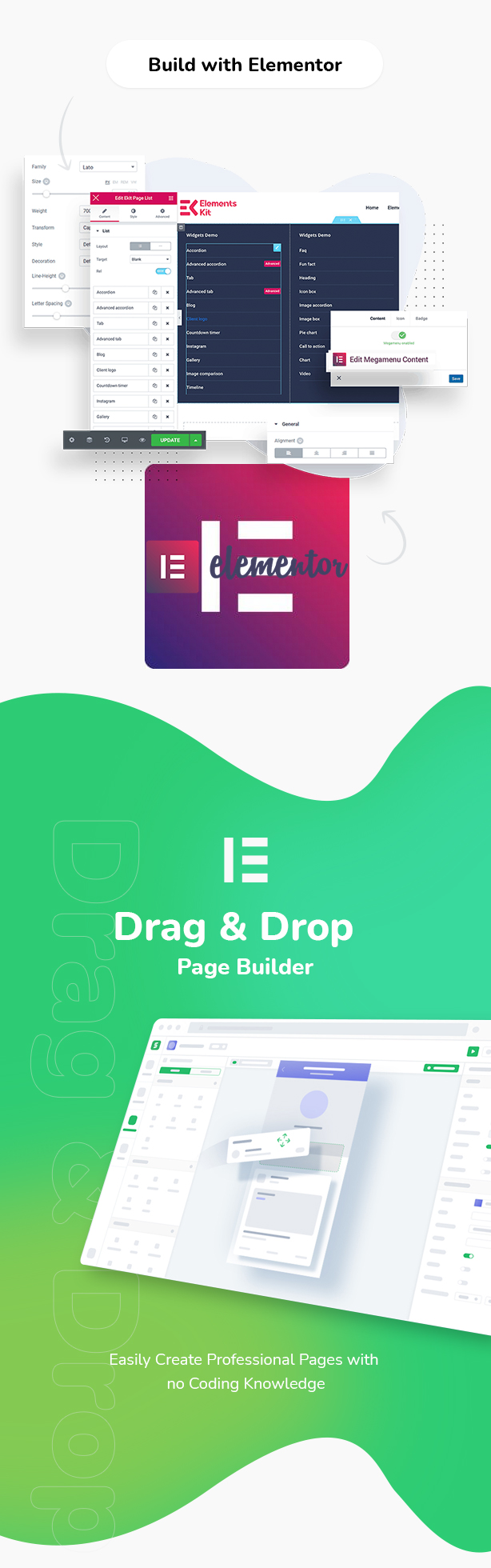 Education WordPress theme - Drag and drop page builder