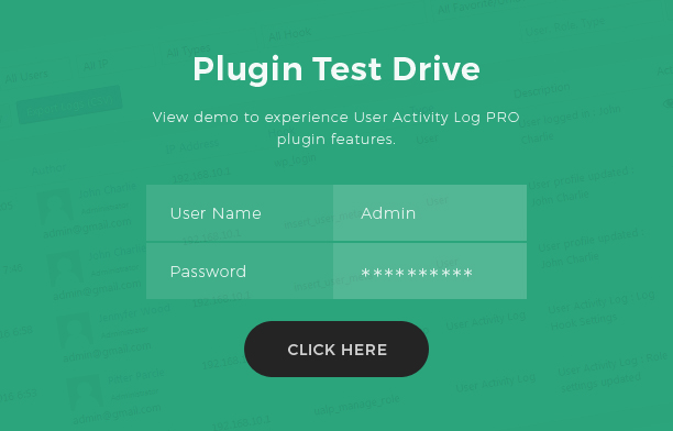 User Activity Log Pro Live demo