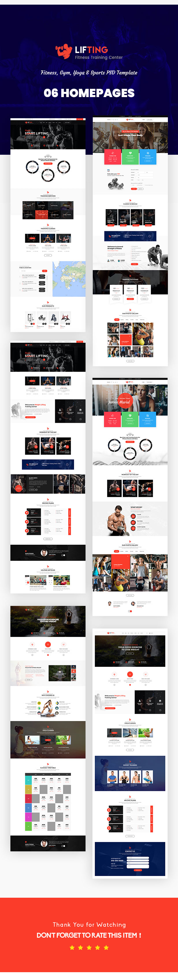 Lifting - Fitness, Gym, Yoga & Sports PSD Template - 1