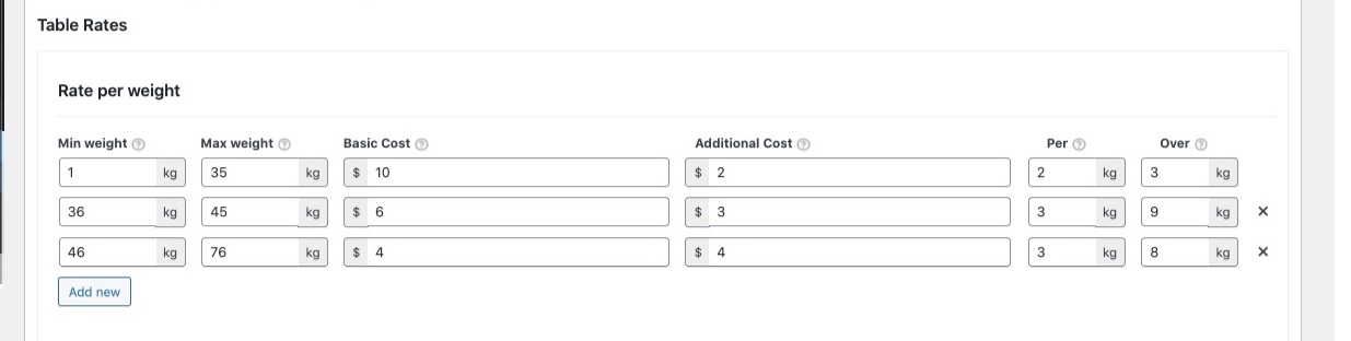 Shipping Zones WooCommerce