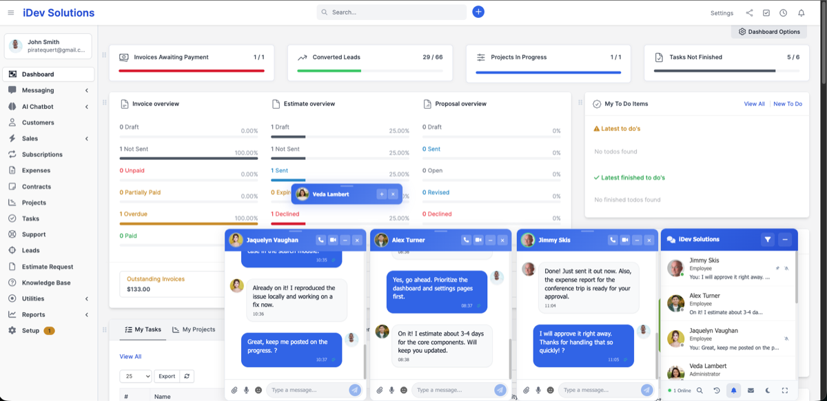 Perfex CRM Chat - Multiple Simultaneous Conversations