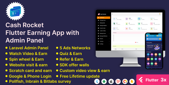 Cash Rocket: Android Earning App with Admin Panel - 1
