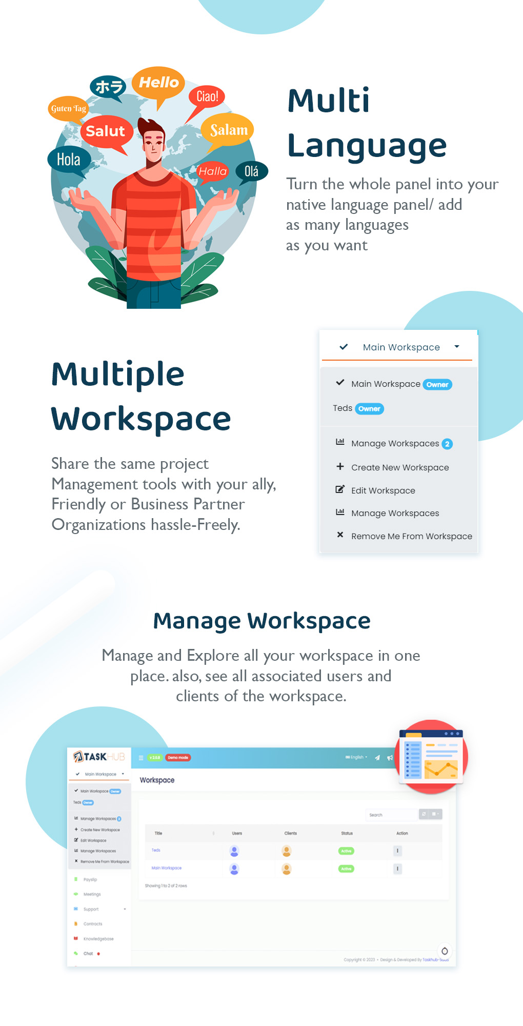 5 - multiple-workspaces-multi-languages - Taskhub SaaS