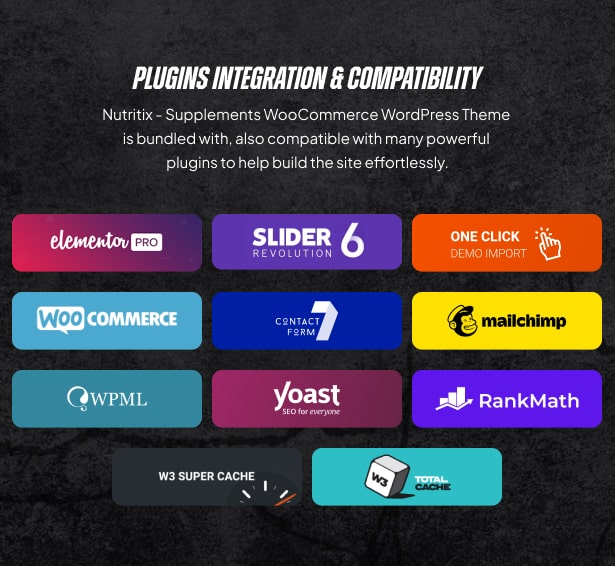 Nutritix - Supplement nutrition WooCommerce Theme plugins compatibility