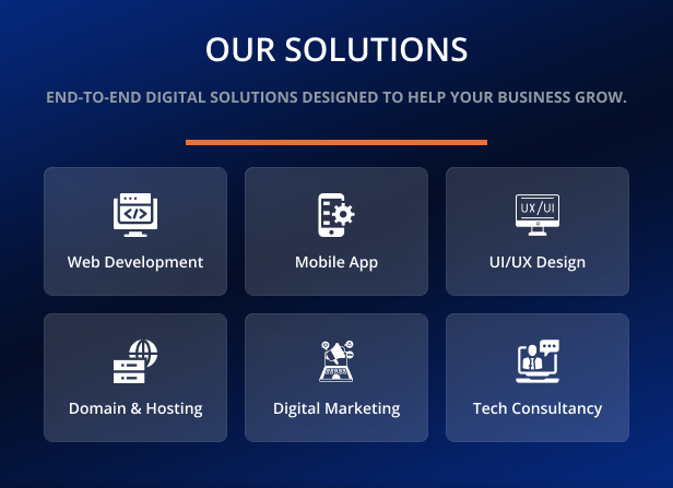 Our solutions including web development, mobile apps, UI/UX design, and digital marketing.