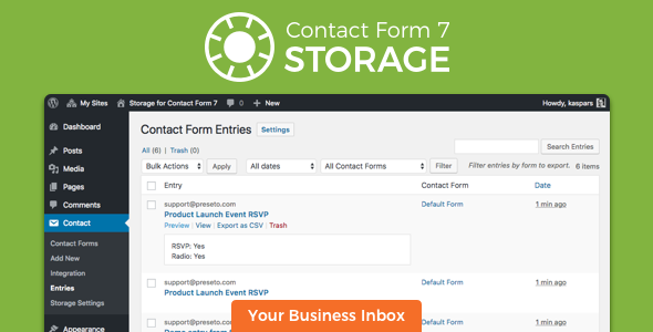 Storage DB for Contact Form 7