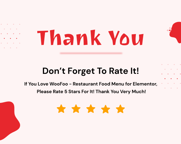 Thank You for Purchase - WooFoo - Restaurant Food Menu for Elementor