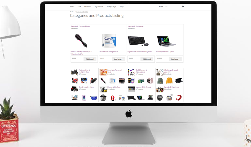 categories products listing